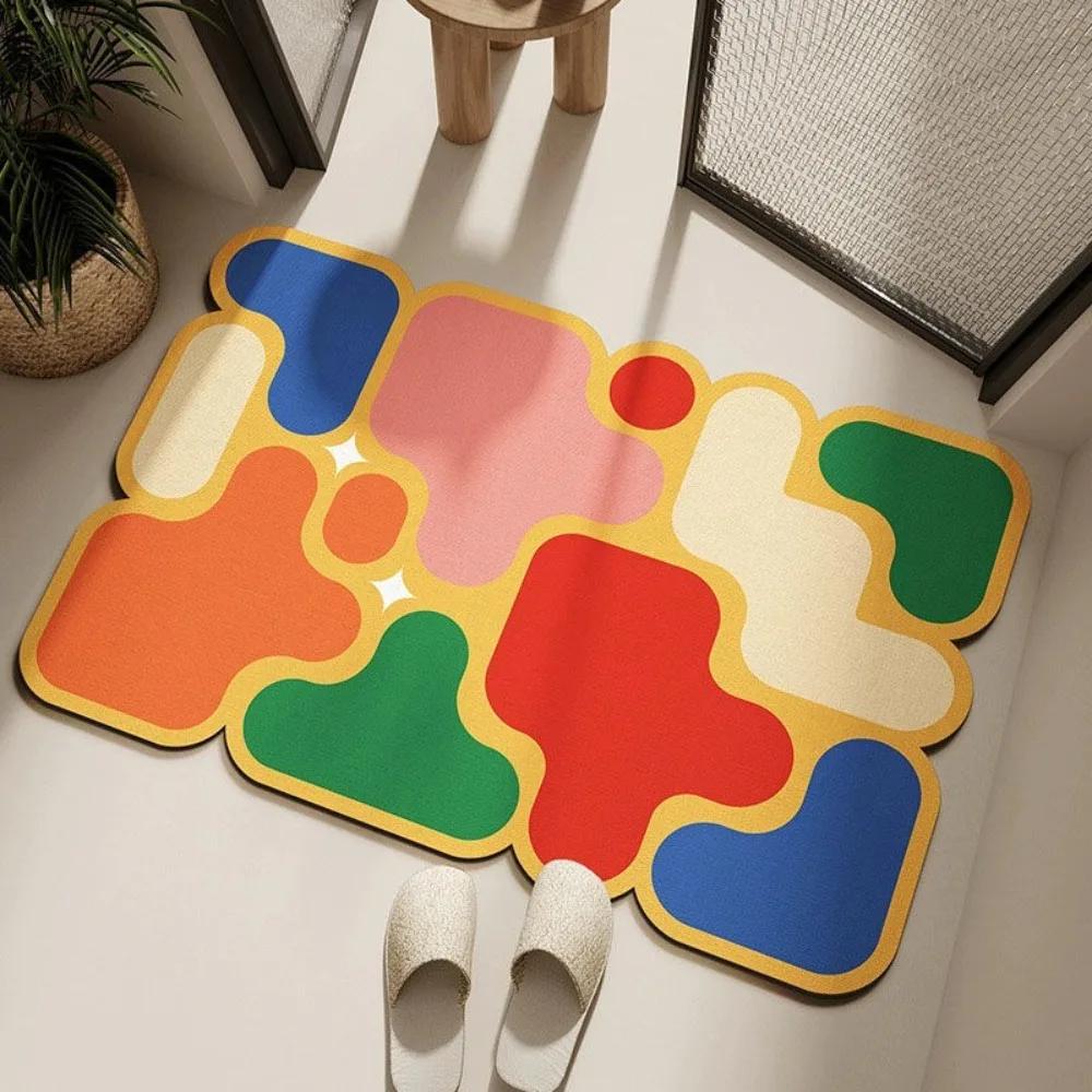 40x60cm Fast Drying Diatomaceous Earth Bath Mat Absorbent Non Slip Bathroom Toilet Floor Mat Easy Clean Puzzle Decor Bath Mat