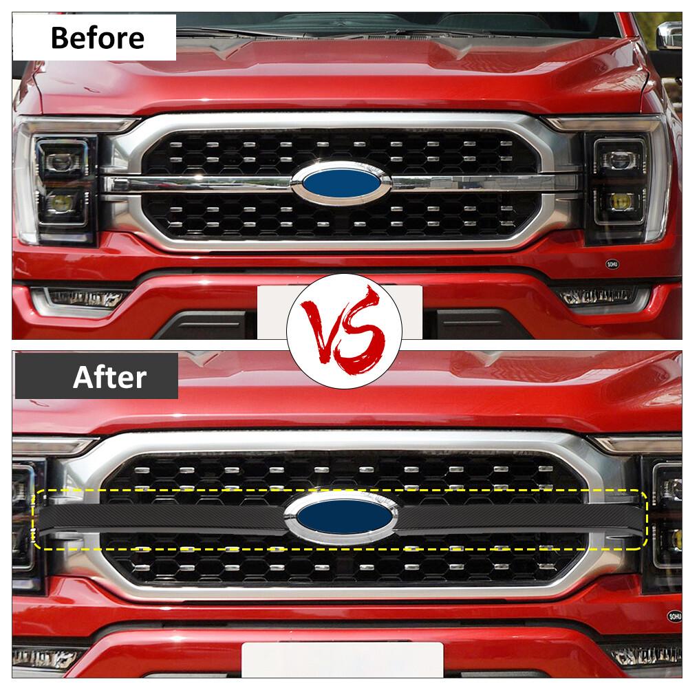 Carbon Fiber Front Bumper Center Grille Cover Trim Bezels For Ford F150 2021-23