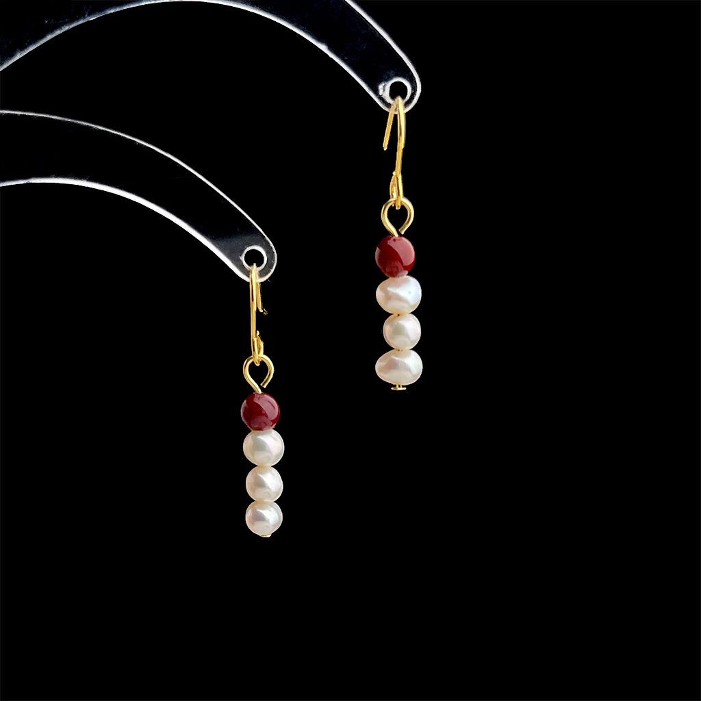 

Гуочао Натуральный пресноводный жемчуг Цветовой блок Ретро Серьги в китайском стиле для женщин