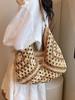 Moda Estiva Coreana Borsa Intrecciata in Paglia da Donna per Vacanze al Mare Borsa a Spalla Tote Vuota Borsa Cesto Intrecciato per Verdura