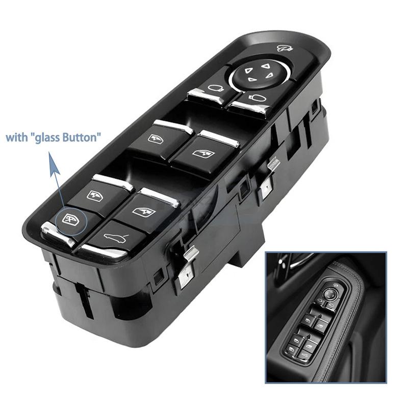 7PP959858RDML Front Left Driver Side Window Control Switch with Glass Button for Porsche Cayenne Panamera 2011-2017 Macan 2015