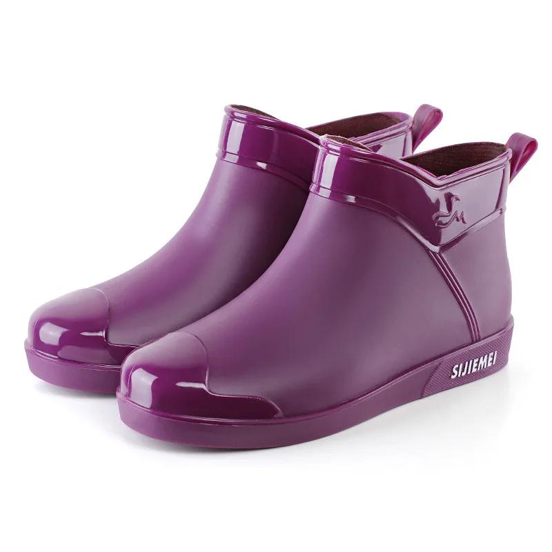 Fashion Women Rain Boots Korean High-heel Fashion Outdoor Short Tube Rain Boots Waterproof Shoes Warm Cotton Anti Slip Ankle Boots 2025