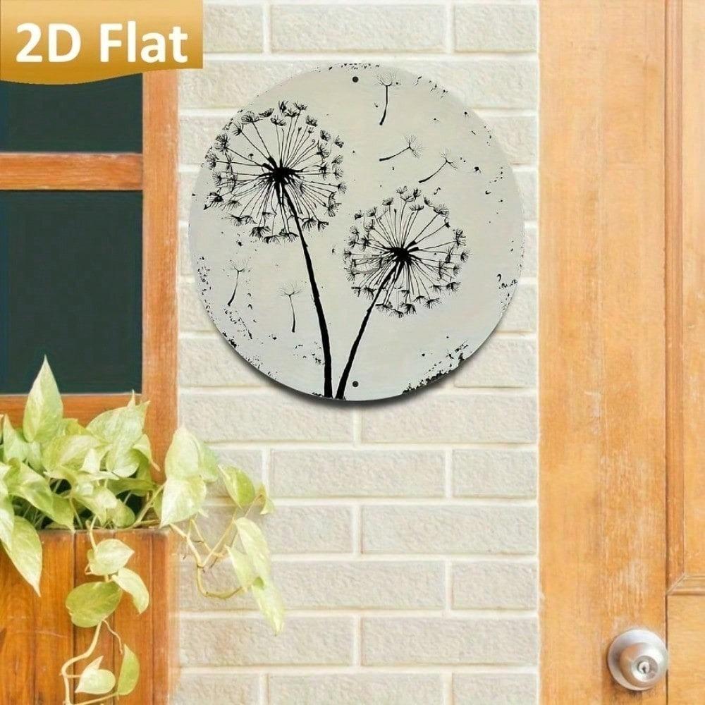 Vintage Pusteblume Aluminium Wandkunst Kreis Metall Gartenschild Bauernhaus Heimdekoration