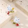 Mori sweet and delicate small fragrant wind drop glaze three-dimensional cute little squirrel stud earrings women's high-end versatile earrings