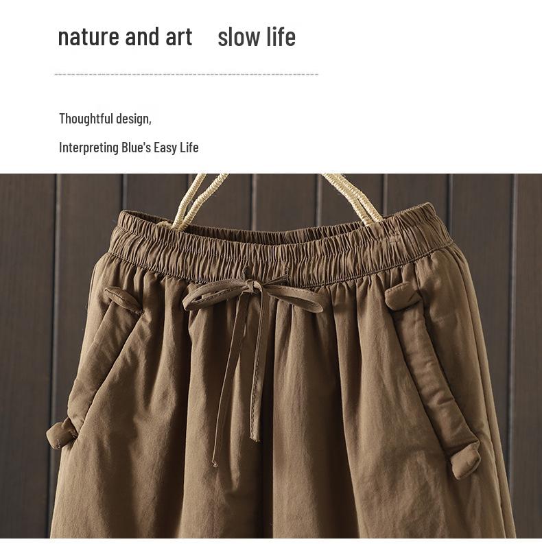 Winter Übergröße Elastischer Bund Hoher Bund Gesteppte Baumwollhose für Damen