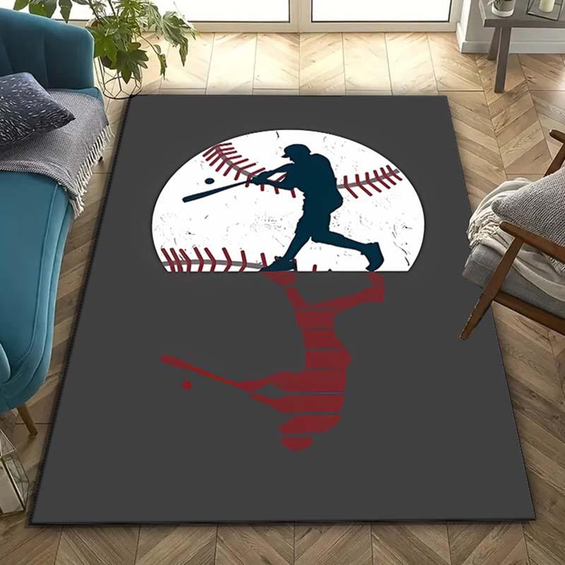 

Crystal Velvet Baseball Printed Area Rug for Bedroom And Living Room Home Decoration, Non-Slip Mat for Bedside. 80cm x 120cm