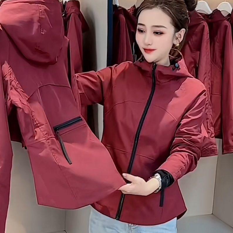 

2024 Autumn Women s Slimming Hooded Windbreaker Jacket - Casual, Versatile, and Stylish Short Top XL