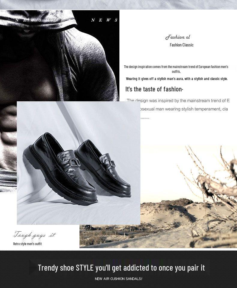 Męskie skórzane mokasyny podwyższające wzrost: Gruba podeszwa, casualowy styl brytyjski, formalne wsuwane