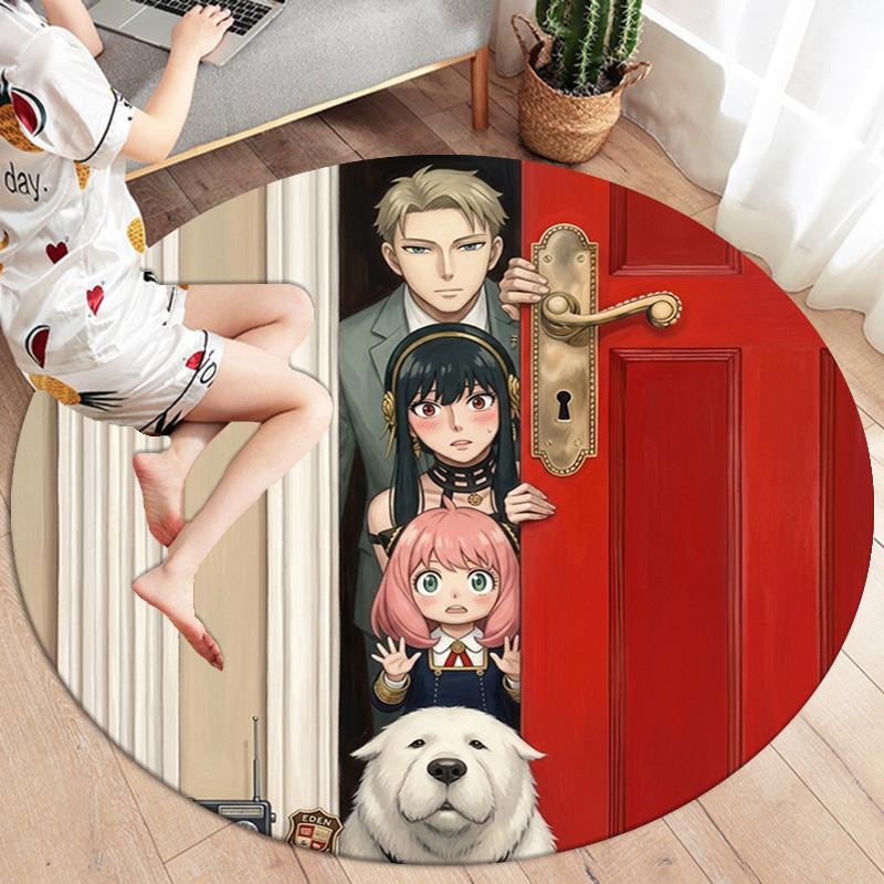 Spy Family Round Area Rug Carpet Rug For Living Room Bedroom Sofa Playroom Decor Nonslip Floor Mat