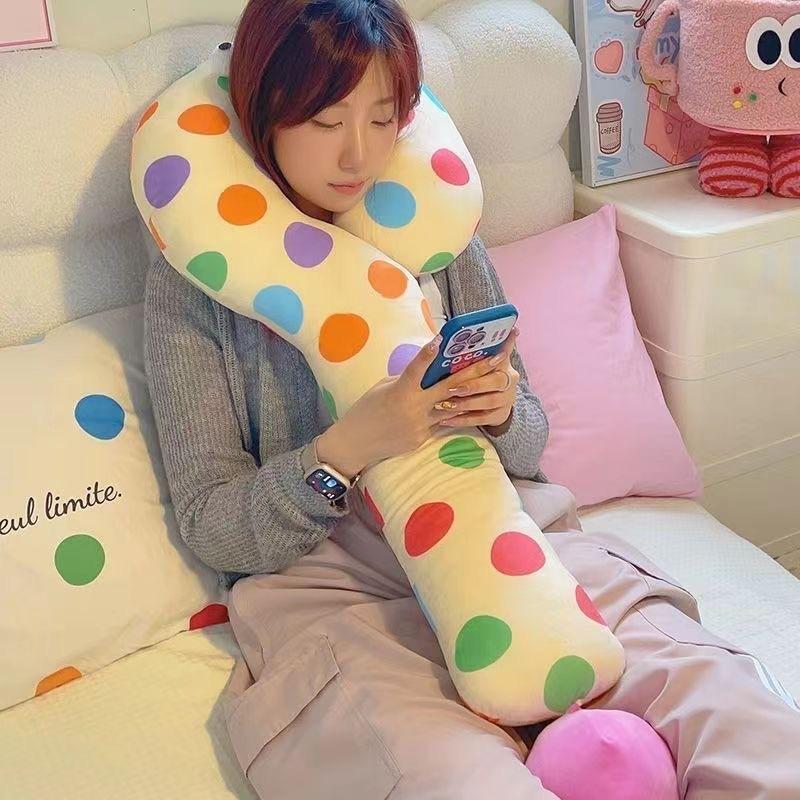 Generic Question Mark Plush Pillow Polka Dot Cartoon Eyes Multi Use Neck Body Pillow For Female Leg Clamping Sleeping Sofa Decor