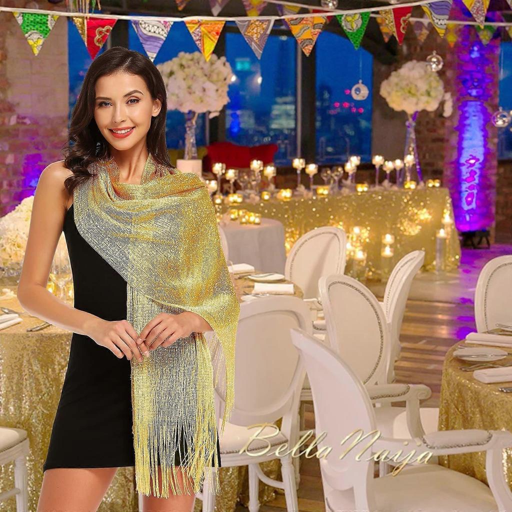Women's Shawl Wrap Scarf, Women's Foulard Shawls Sparkly Scarves Stoles for Ceremonies Evening Party Wedding