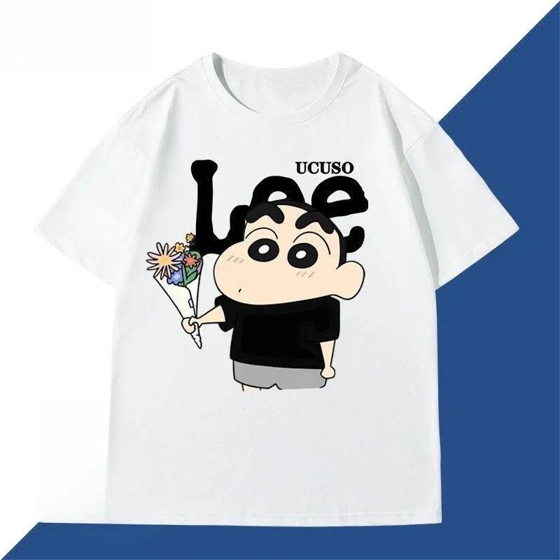 

Crayon Shin-chan Joint T-shirt Men s and Women s Trendy Brand Short-sleeved Summer Pure Cotton Half-sleeved Loose Couple Top#Color(1) XXXXXL чёрный