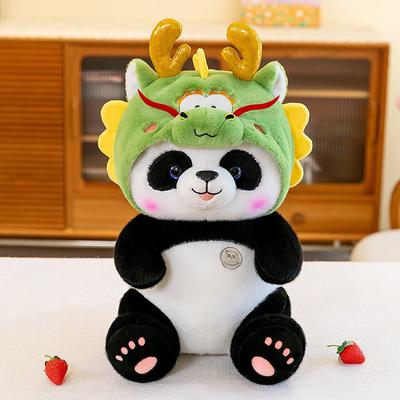 Kreativer Panda Drache Drache Plüschtier Puppe Automat Puppe Drachenhut Panda Zoo Jahr des Drachen Maskottchen