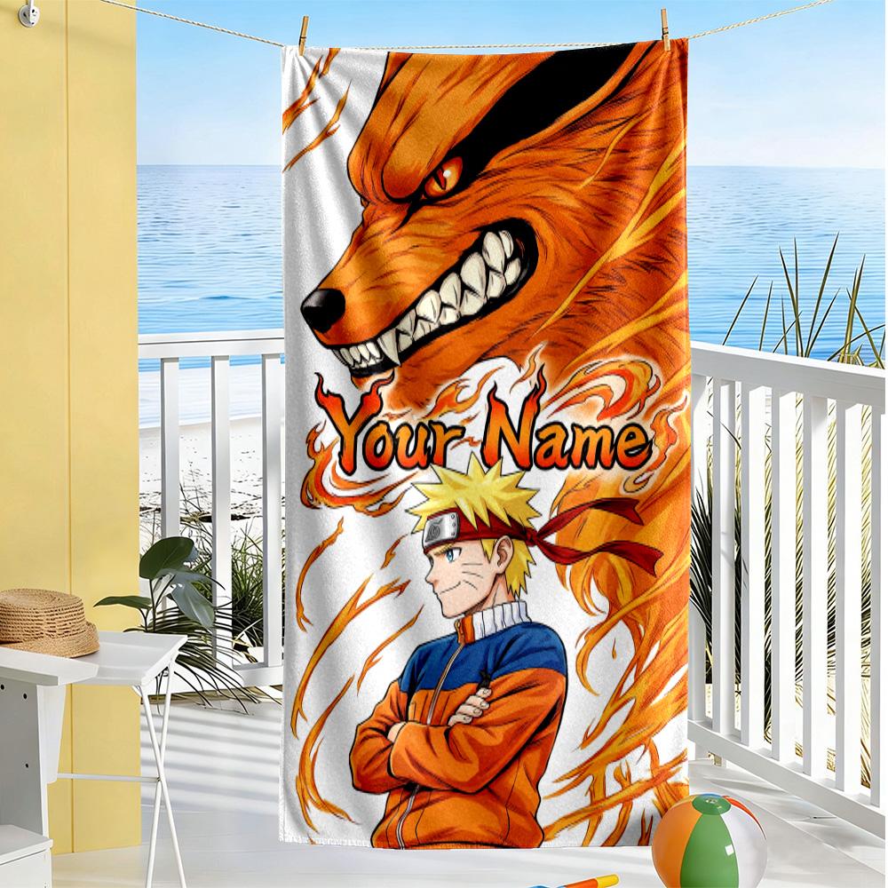 Naruto Character Customizable Name Beach Towel High Absorbency & Quick-Dry Portable for SwimmingBeachCamping Travel Beach AccessoriesGym