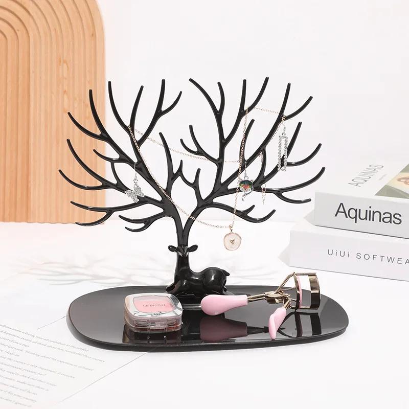 Plastic Antler Shaped Makeup Organizer Jewelry Box Ring Lipstick Rack Necklace Display Organizer