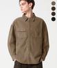 TRILLION Leather Patch Corduroy Work Shirt_4Color