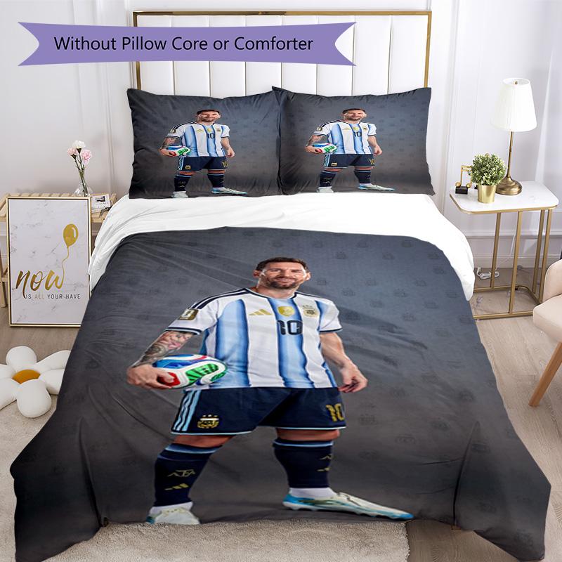 Messi Bedding Set Breathable Duvet Cover with Pillowcases Decorative Bed Linen for Bedroom Home Decoration Birthday Gift