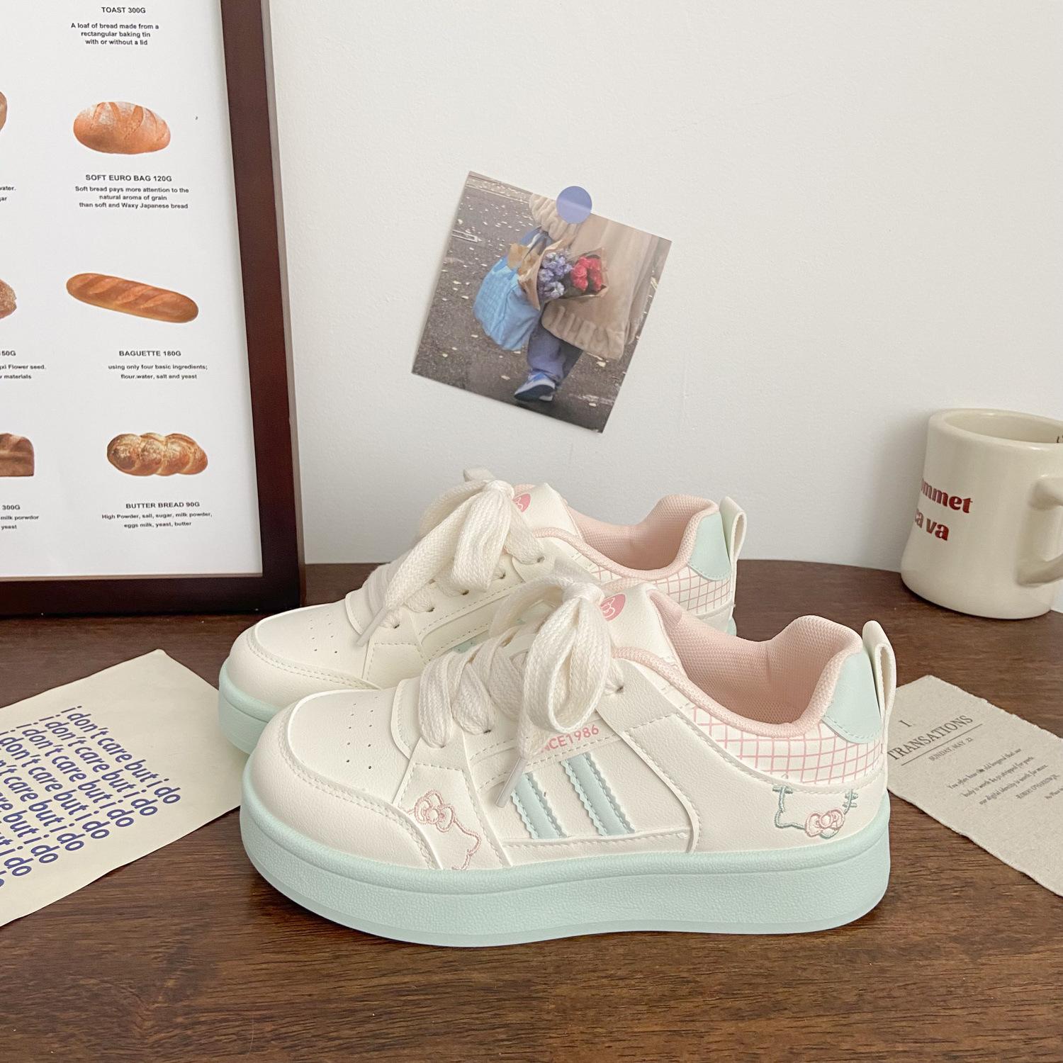 

[Uncle Shoes] chic breathable student sports board shoes new pink 2025 design sense casual niche white shoes 35 зелений