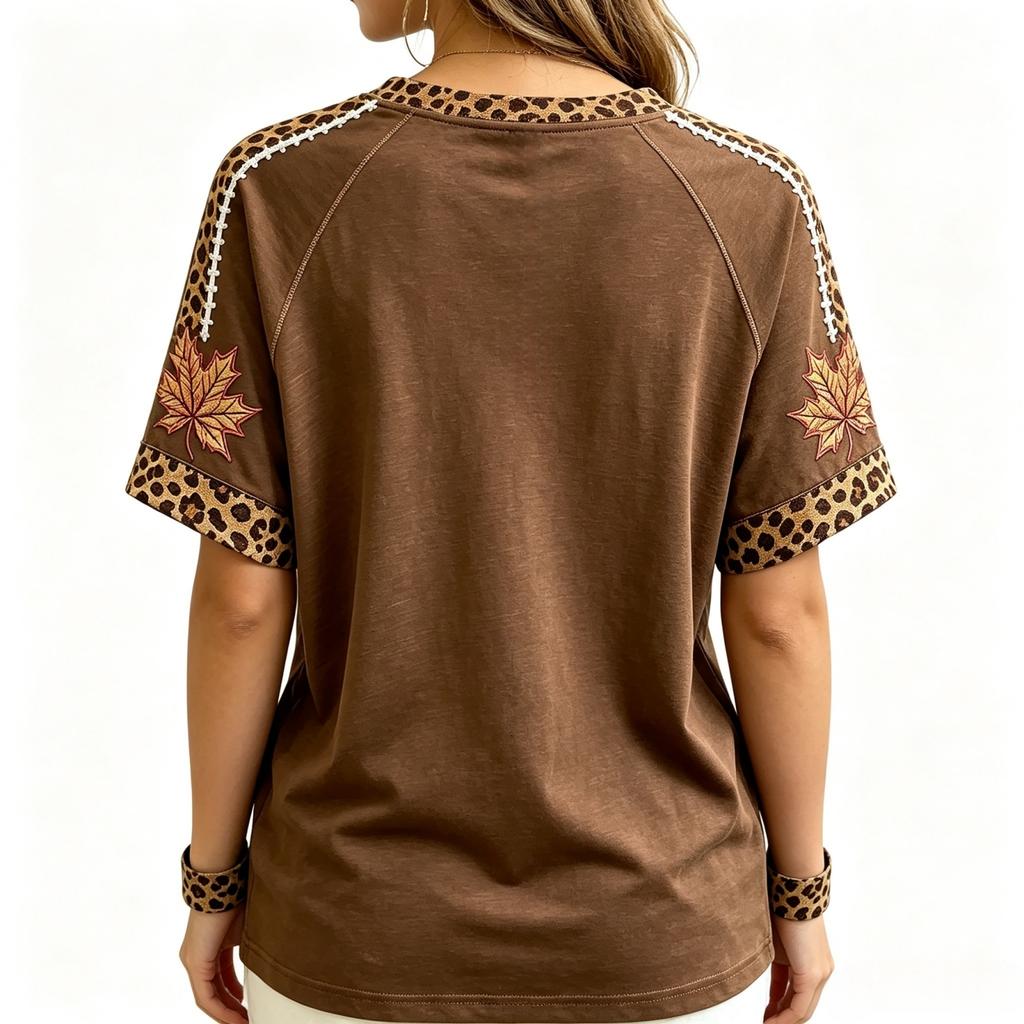 Women's Rugby Print T-Shirt with Short Sleeve and Neck for Casual Daily Wear
