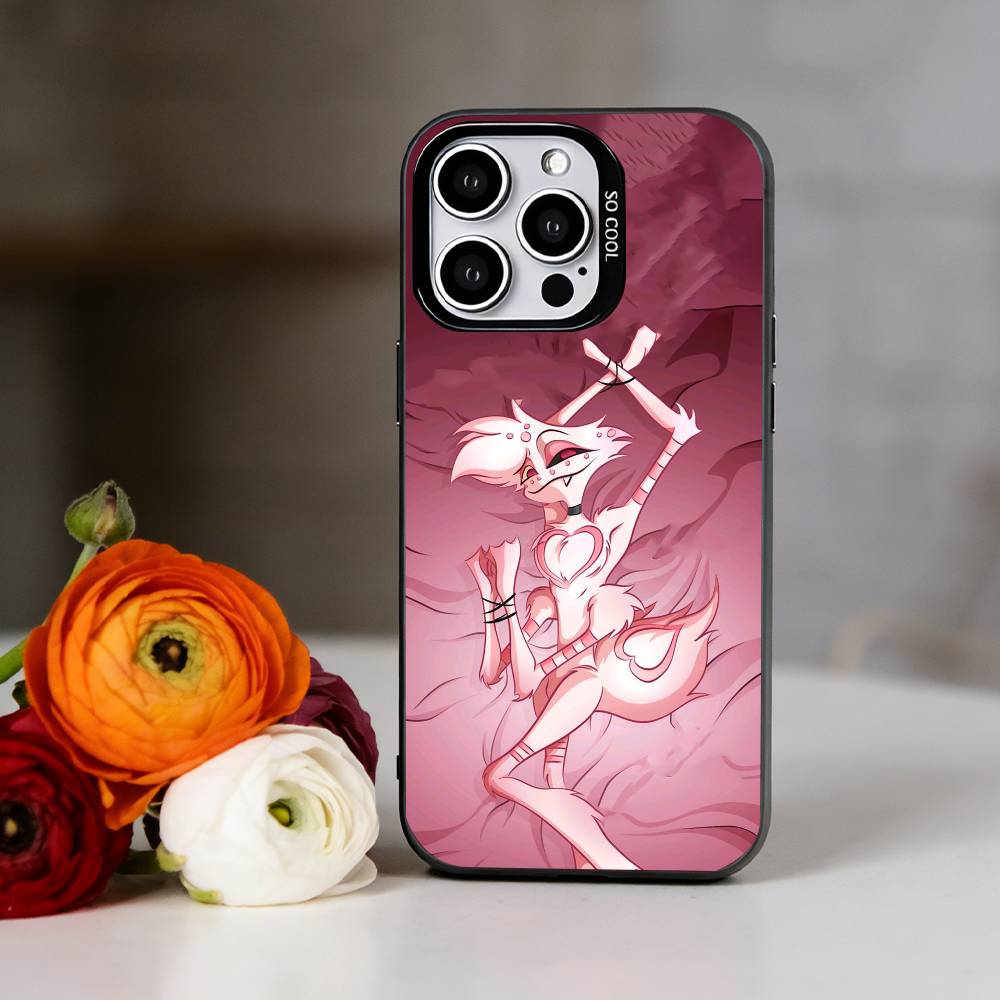 H-Hazbin Hotel A-Angel Dust Phone Case For iPhone 17,16,15,14,13,12,11 Plus,Pro Max,XS,Colorful Silver Phone case Funda Cover
