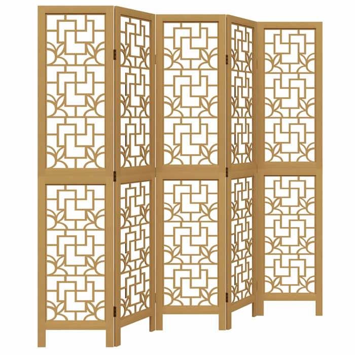VidaXL Cloison de Séparation 5 Panneaux, Séparateur de Pièce, Écran d'Intimité, Paravent de Salon Chambre, Marron Bois 358870