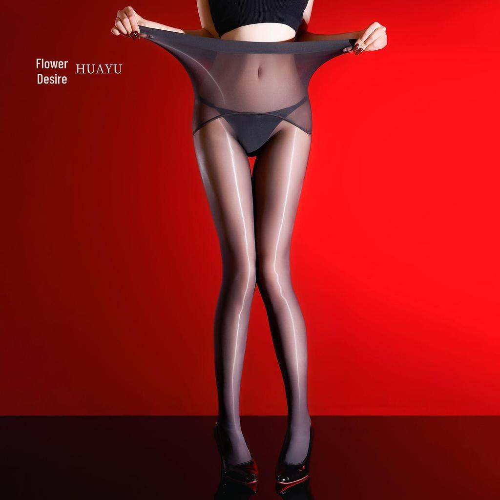 Hua Yu 3D Ultra-thin Seamless Horse Oil Silk Stockings - High-waisted, Plus Size 180 Jin, Unisex and Sexy.