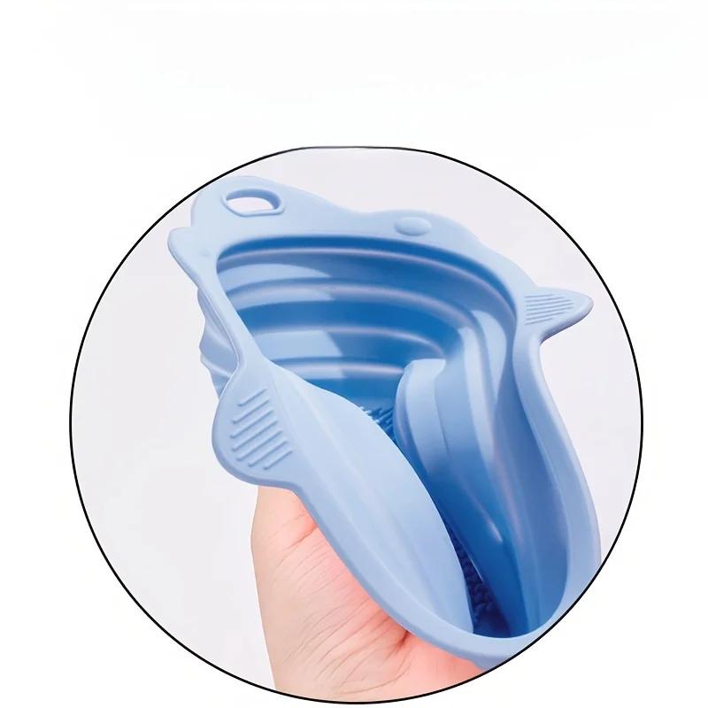 1pc Multi-functional Silicone Makeup Brush Cleaning Bowl Powder Puff Beauty Washing Scrubber Pad with Folding Brush Holder