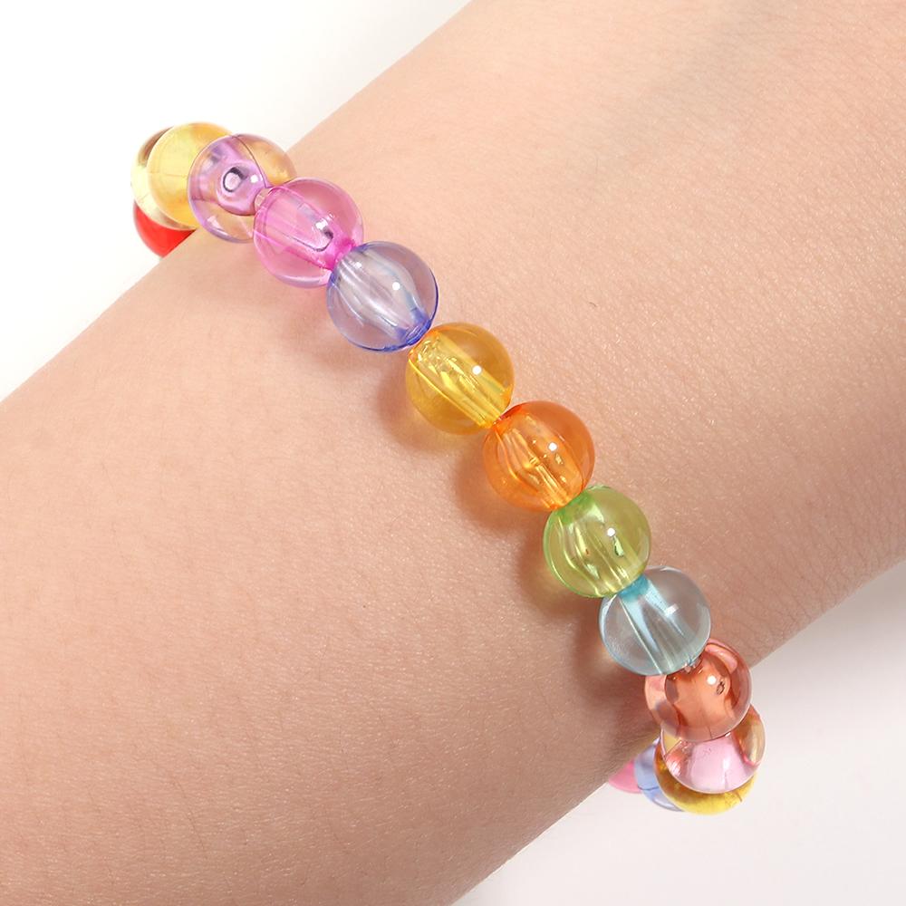 50-100pcs/lot Transparent Acrylic Round Beads Mixed Color Loose Beads For DIY Bracelets Necklace Jewelry Making Accessories