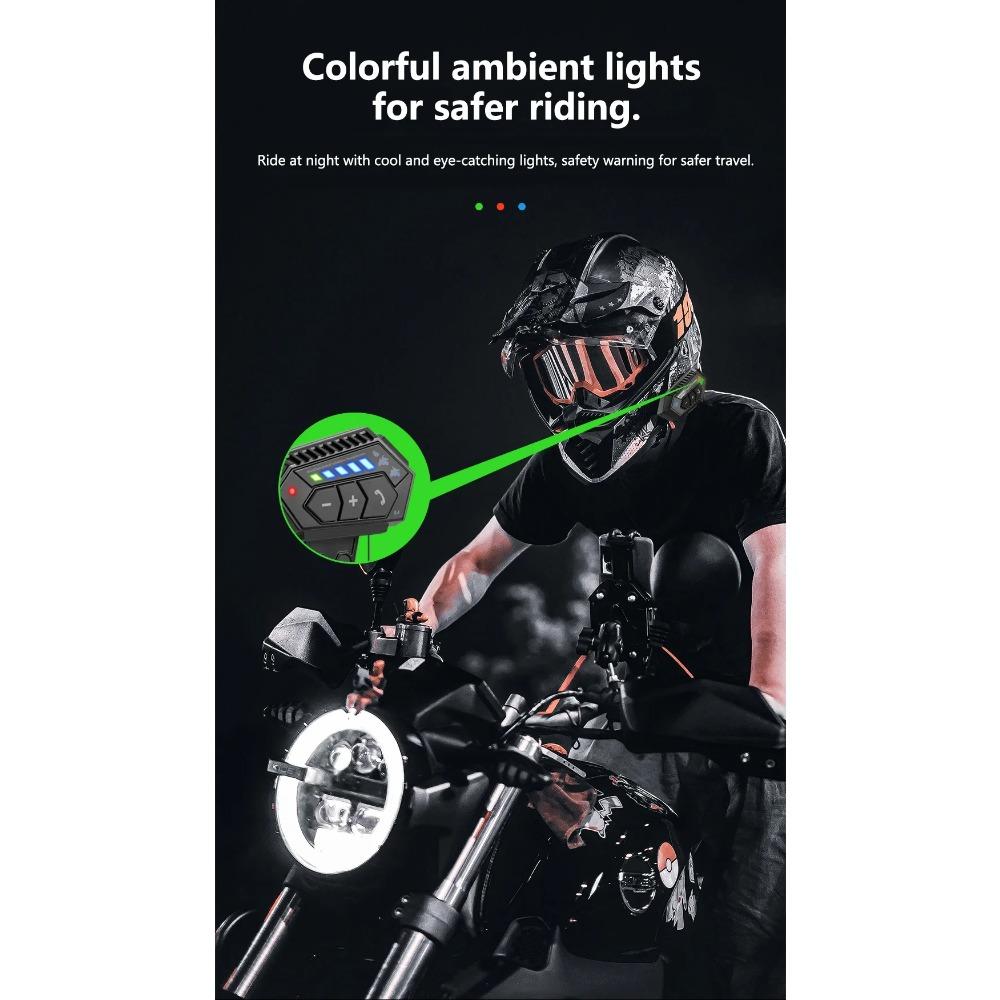 BT12 2X Motorcycle Helmet Headset Bluetooth 5.4 Earphone Wireless Handsfree Waterproof Noise Reduction Voice Control For Moto