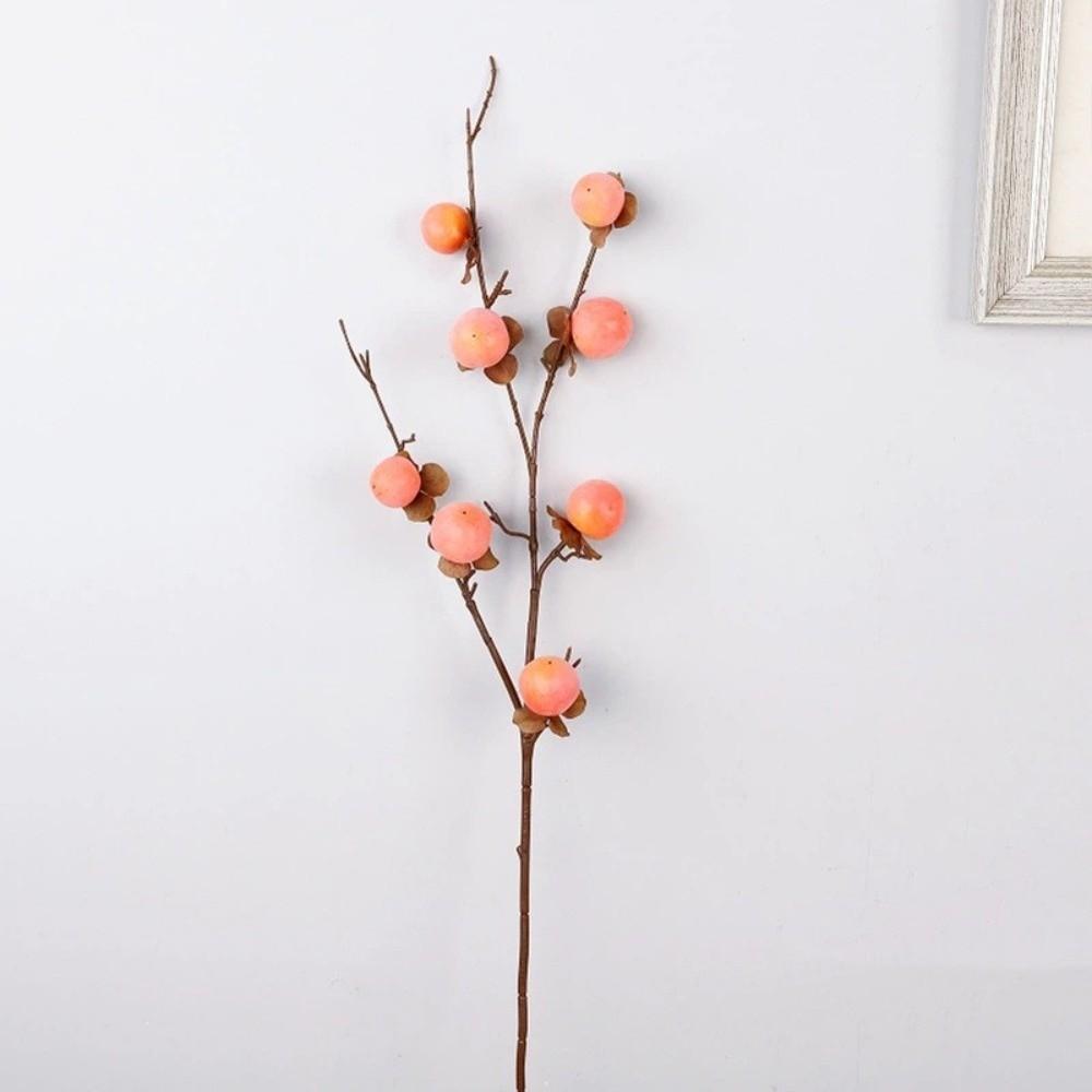 8 Heads Artificial Persimmon Branch Realistic Foam Simulation Persimmon Fruit Plastic Handmade Fake Plants Spring Festival