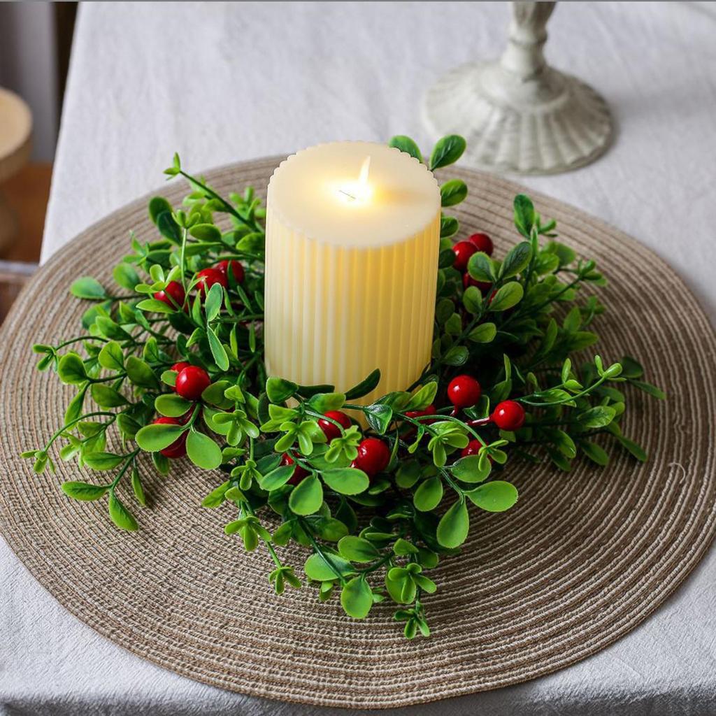 Christmas Candle Ring Gift Decor Holder for Kitchen Dining Room Party