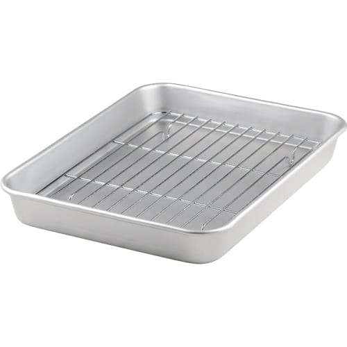 Taniguchi Metal Lightweight and Easy-to-Use Baking Tray Set with Rin, 27.8 X 21.3 Cm, No. 4, Made In Japan, Perfect for Prepping, Deep Frying, and Tem
