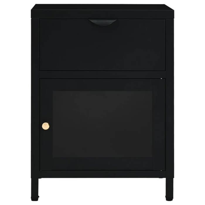 Tables de chevet - MAISON EXCLUSIVE - Ensemble 2 pcs - Noir - Acier &amp; verre trempé - 40x30x54,5 cm