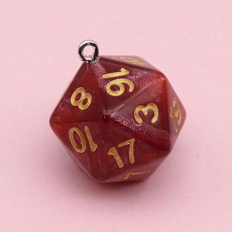 20-Sided Pearl Acrylic Dice Shaker Bag Keychain Pendant for DIY Jewelry
