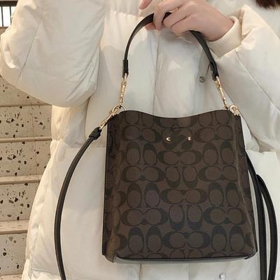 2 Bucket Bag Classic Printed Retro Handbag Fashion Shoulder Crossbody Commuter Women's Bag