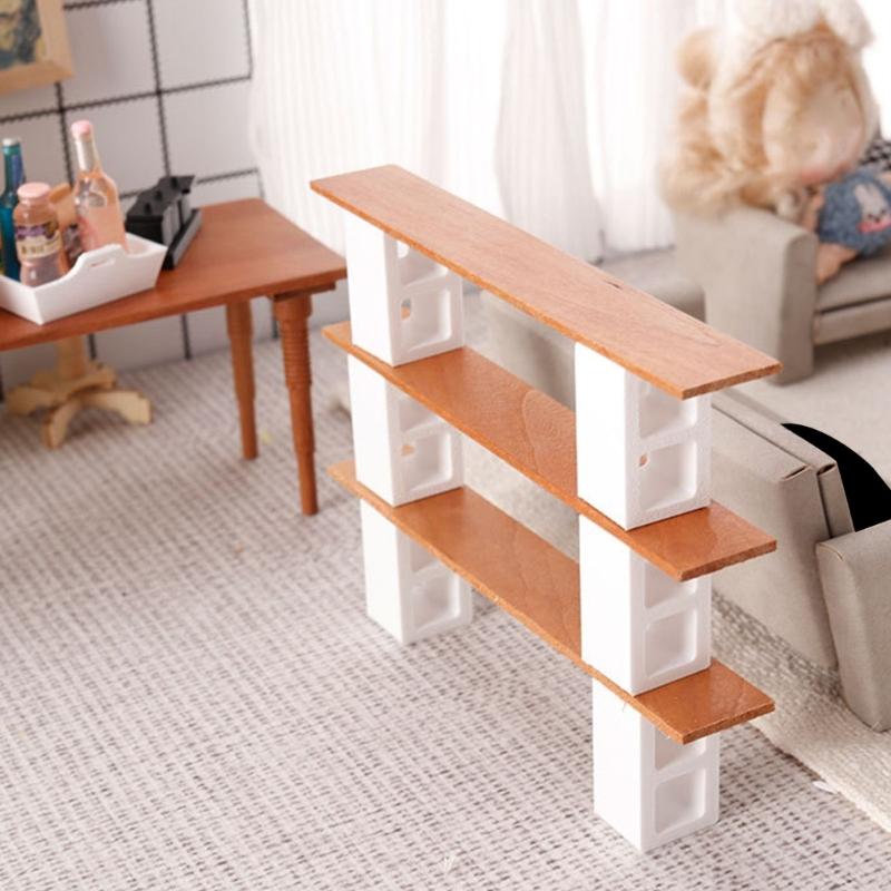 Solid Wood Mini Cabinet Bookshelf Model Dollhouses Accessories For Bedroom Kitchen Living Room Tiny House Decoration