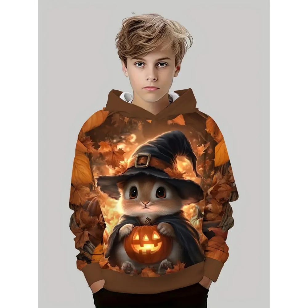 Children's Hoodie Halloween Animals Cartoon 3d Print Boy Sweatshirt Fashion Comfortable Girl Clothes Holiday Children's Clothing