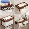 Black Walnut Wood & Space Aluminum Toilet Paper Holder with Storage Rack