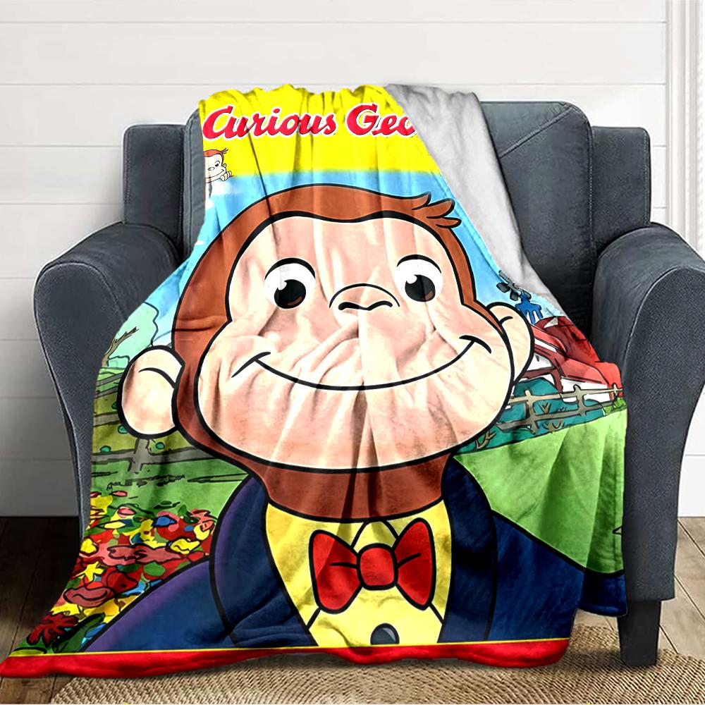 1pc Curious George (6) Blanket, Gift, for Men and Women, Soft Blanket, Good for Sofa Bed Couch Travel, Lightweight Flannel Blanket
