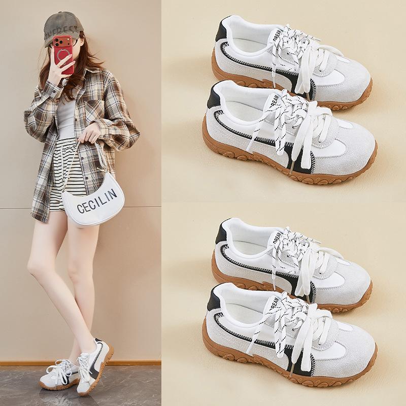 Women's Casual Chunky Platform Sneakers Faux Suede Lace-Up Non-Slip Walking Shoes for Women Comfortable Outdoor Work Running Shoes Tennis Sneakers