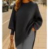 Autumn and Winter, Round Neck Pullover Knitted Sweater, Loose Fitting, Solid Color Women's Sweater