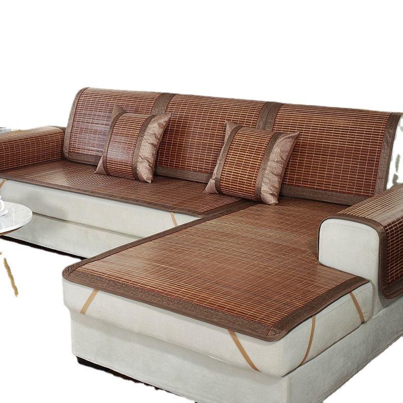 Summer Mat Bamboo Mat Sofa Cushion With Straps Non-Slip Rattan Mat Seat Cushion Summer Mahogany Bamboo Mat