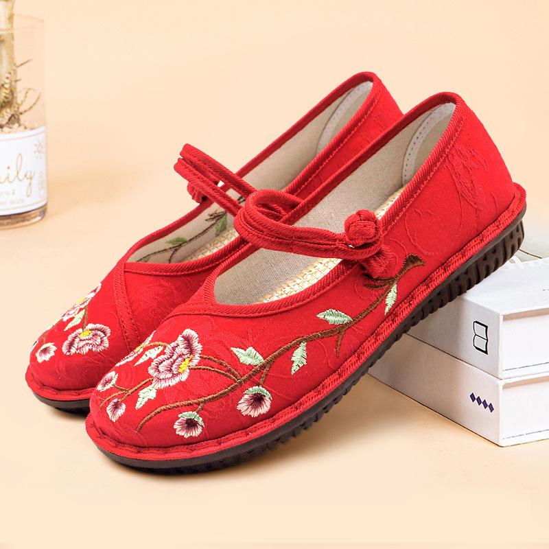 Shoes women's ****** new old ******* cloth shoes ethnic style Hanfu embroidered shoes lightweight s**t sole middle-aged and elderly mother shoes