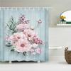 European Retro Flower Shower Curtain Watercolor Floral Bathroom Curtains Waterproof Botanical Bath Curtain With Hooks