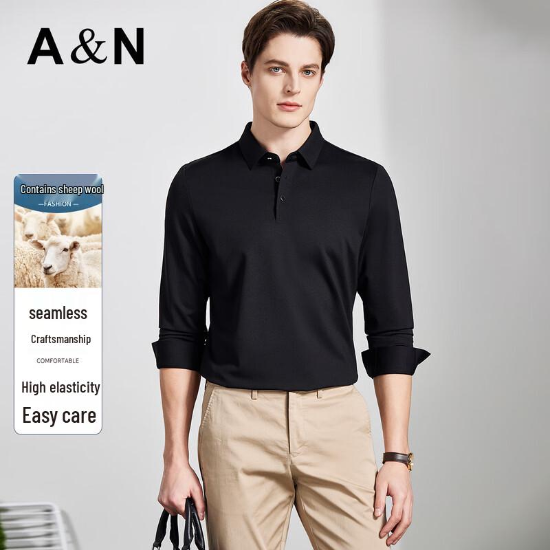 Antonio Men s Wrinkle-Resistant Wool Blend Long-Sleeve Polo Shirt XL