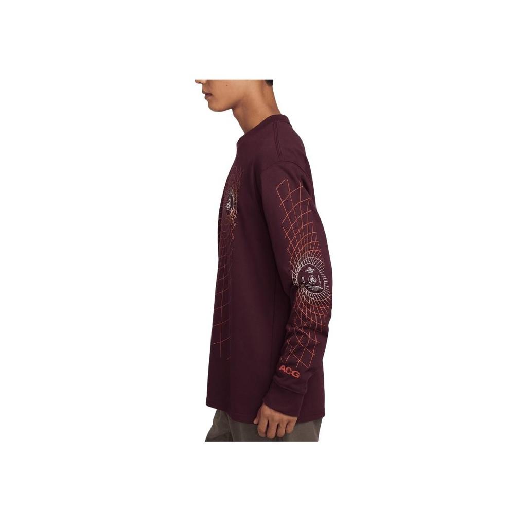 Nike ACG Manhole Print Crew Neck Long Sleeve T-Shirt Men Tops Dark-Brown FJ1134-681
