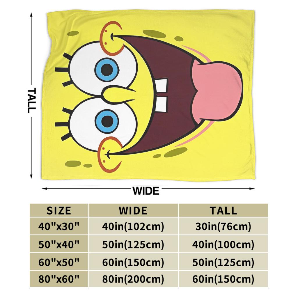 SpongeBob Happy Funny Face Cartoon Blanket Flannel Awesome Warm Throw Blanket for Coverlet Textile Decor