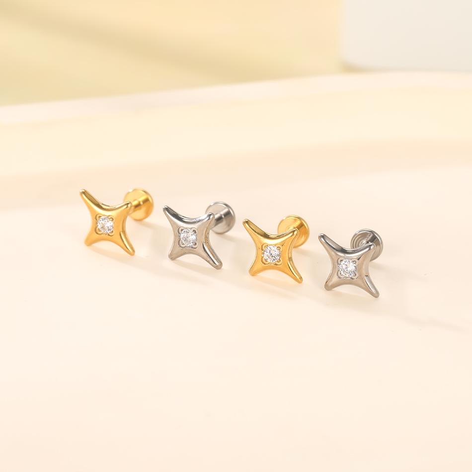 1Pc/5Pcs Titanium Star Ear Tragus Cartilage Helix Daith Piercing Lip Stud Earrings for Women Internal Thread Body Piercing 16G