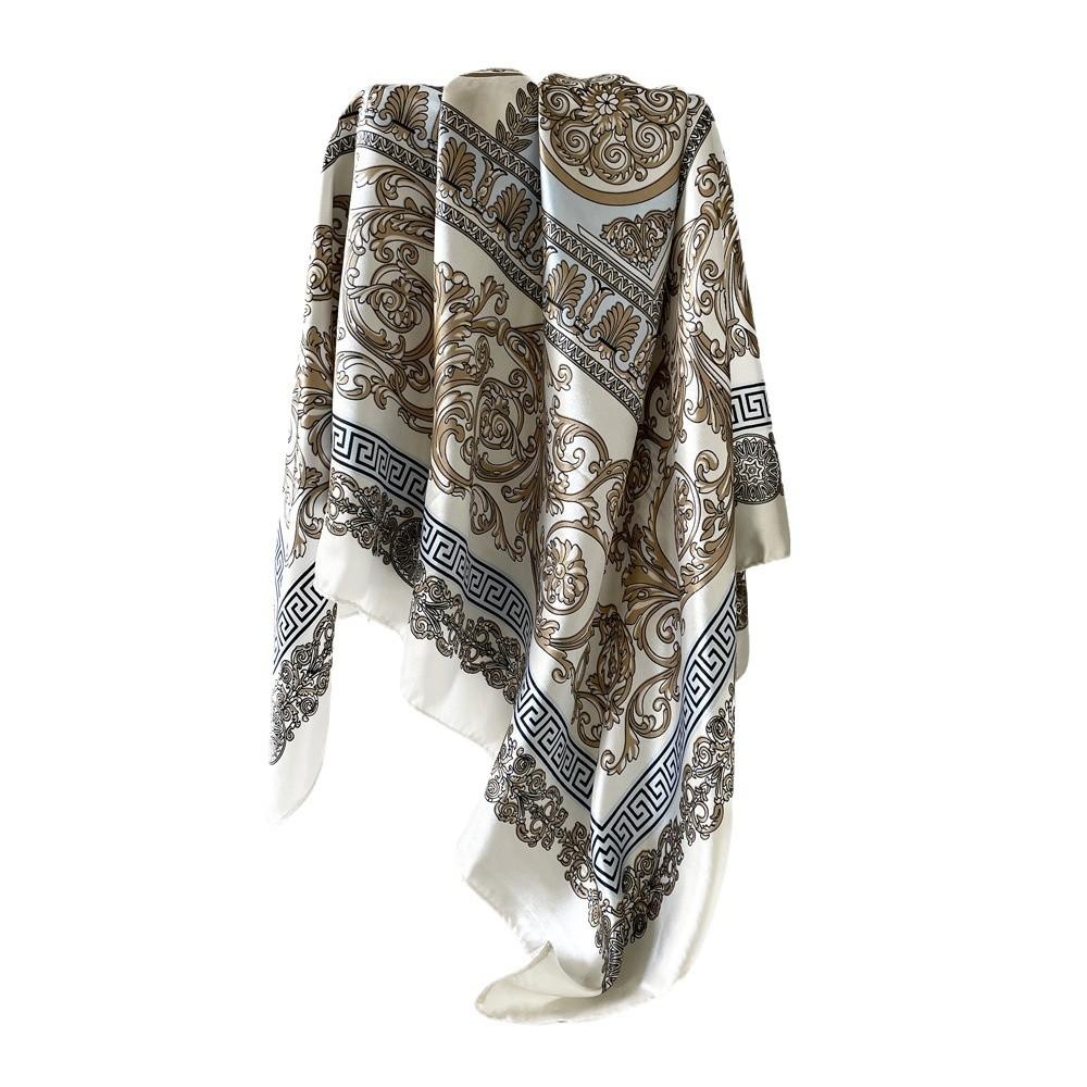 91 * 91Cm silk scarf women's square scarf new printed retro headscarf satin scarf wholesale