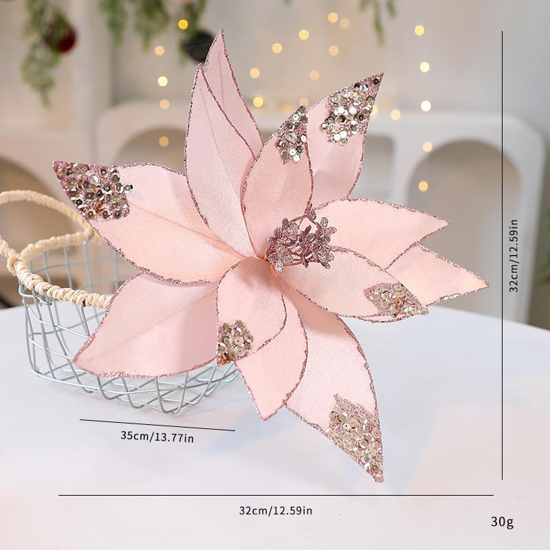 Floral Christmas Arrangement Faux Fabric Flowers Holiday Home Party Decoration